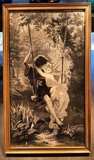 Grande Soie tissée encadrée Neyret Frères Saint Etienne La balançoire 