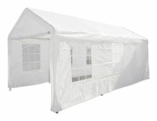 BARNUM11 Gazebo Pub 3x6m Blanc Structure Acier Ø37mm Housse Polyester 180gr/m2