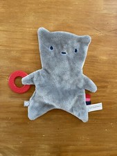 OL/ Doudou Ours Chat Plat Anneau Rouge Dentition Oxybul Fnac Eveil Et Jeux  Gris