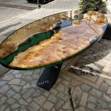 Nouvelle table basse de salle à manger en résine époxy de forme ovale décor c...