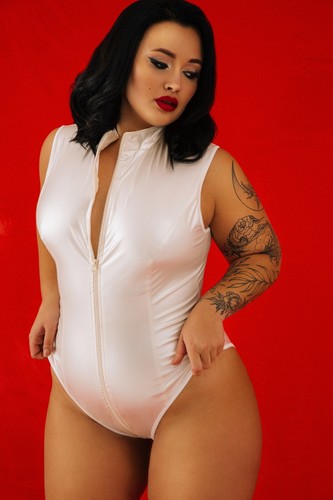 White bodysuit latex plus size - bodysuit,