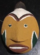 Masque Réduit Terre Cuite Afrique Ethnique Cameroun Bamileké Pigments Naturels