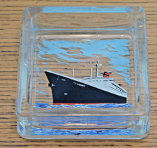 vintage CENDRIER vide poche COUPELLE BATEAU paquebot FRANCE marine VERRE LUMAX