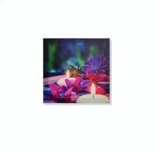 Cadre toile tableau Zen SPA Bougie et Fleur - 28 x 28 cm