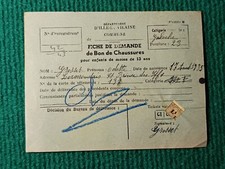 FICHE DE DEMANDE DE BON DE CHAUSSURES - GALOCHE - SIGNATURE GROSSET 1942