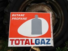 Grande Plaque Total Gaz Métal Émail Ancienne Double Face