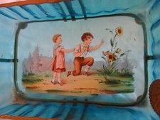 PANIER VIDE POCHE EMAILLE A DECOR D'ENFANTS PAR LEGRAS MONTJOYE OU AUTRE TTB