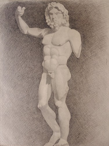 Dessin fusain homme l - nu, a