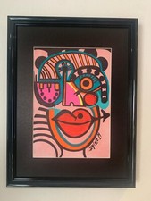 Peinture Toile souple ,acrylique style cubisme colorée, art moderne ,original .