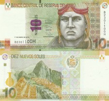 BILLET de BANQUE banknote PEROU PERU 10 SOLES 2013 NEUF UNC NEW machu picchu
