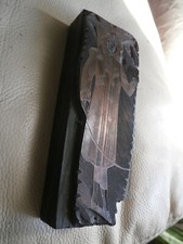 Art nouveau tampon matrice femme imprimerie XIXe 262 g cuivre plomb bois