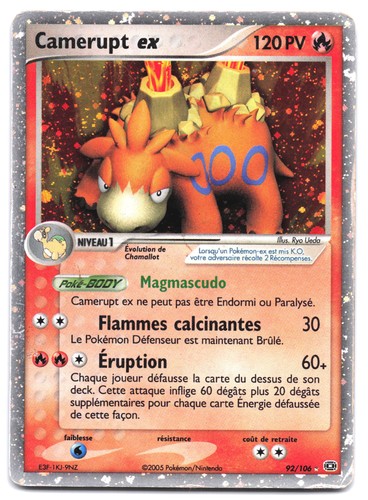 Carte pokémon camerupt - pokémon, ex