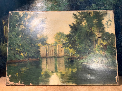 Ancien peinture huile sur