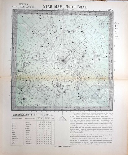 1882 letts carte astronomie - letts,