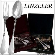 Linzeler French Sterling Silver Flatware Set 48 pc w/chests Neo Classical