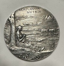 Médaille Exposition nationale et coloniale Rouen 1896 Bronze Argenté O.ROTY