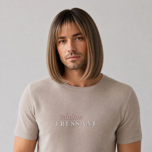 Perruque homme carré brun