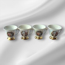 Antique German Bone China Lustre Pearl 22ct gold Set of 4 coffee cups perfect