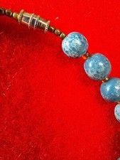 COLLIER PIERRE VINTAGE bleu-vert ; ras de cou