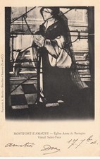 Carte postale ancienne YVELINES MONTFORT-L'AMAURY Anne de Bretagne vitrail timb.