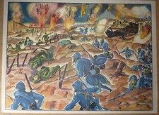 Carte affiche scolaire MDI guerre 1914 les tranchées,  Clémenceau