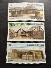 TIMBRE COTE D'IVOIRE HABITAT EN MILIEU RURAL N°771/773 NEUF ** LUXE MNH 1986