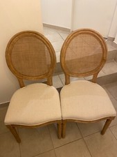10 chaises vintage couleur beige et bois naturel en très bon état