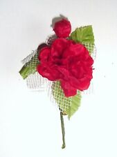 Broche FLEUR ROSE Artificielle Rouge avec Tige neuve