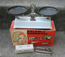 Jouet Ancien Balance de Marchande épicerie ROBERVAL en Tôle  Complet