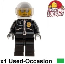 Lego Figurine Minifig City police policier motard pilote noir casque cty0027