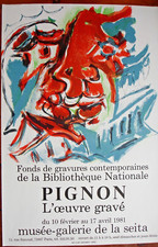Édouard Pignon Affiche lithographique-1981 Galerie De La Seita- 72,5x48 CM
