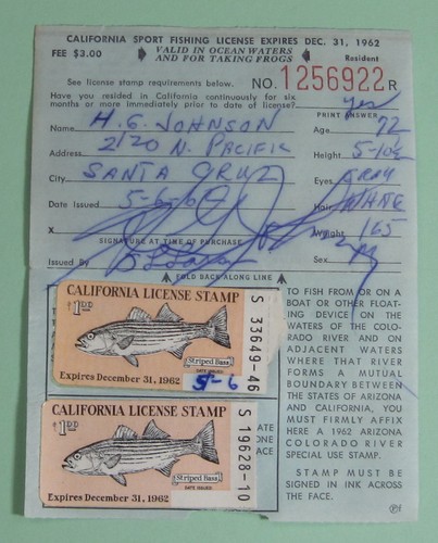 1962 california striped bass - california,