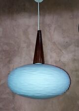 Suspension par Louis Kalff Pour Philips Lustre Scandinave 1960's teck et opaline