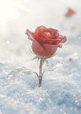 Rose rouge givrée dans la