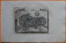 VAN DER AA Gravure originale c1725 PLAN DE REIMS Champagne Marne Vesle