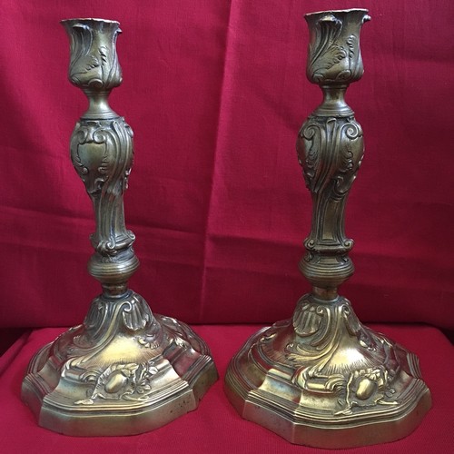 Ancienne paire bougeoirs en - paire,