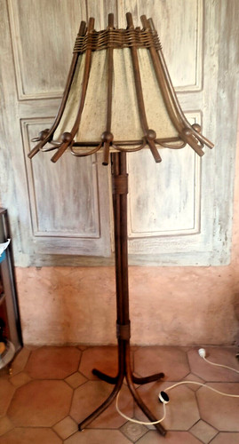 Lampadaire vintage rotin - lampadaire,