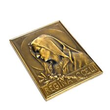 Médaille Visage Vierge signée Dropsy en bronze Rameau de table Art nouveau 1900