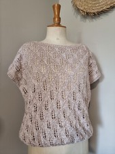 SUPERBE PULL BEIGE ROSÉ MAILLE AJOURÉE VINTAGE  ( ASSEZ ÉPAIS ) INSPIRATION S.