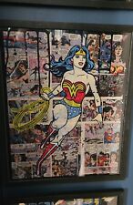 Tableau Wonder Woman - acrylics on real comic pages of "Wonder Woman" - unique