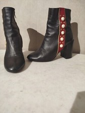 JONAK  Bottines à Talons Cuir lisse Noir Perlé T 37 BON ETAT