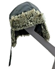  H&M bonnet chapka grise à petits carreaux et fourrure bébé 9-12 mois