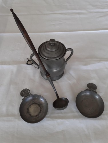 Lot objets anciens - lot, étain