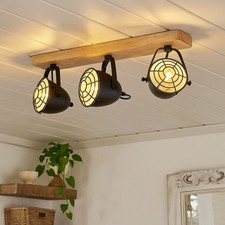 Spotlight Plafonnier Lampe De Salon LED Projecteur Orientable Bois Noir