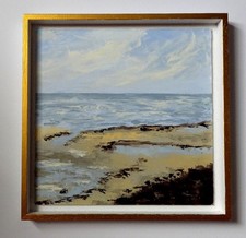 huile au couteau "AU BORD DU BASSIN " artiste référencée  DROUOT ARTPRICE AKOUN