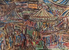 Grande gouache Fête Foraine