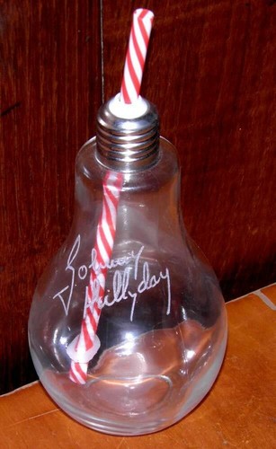 Verre ampoule paille rose - ampoule,