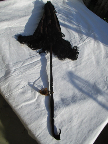 Ombrelle soie noire - , ancienne