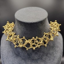 Collier Maille Cyclone Acier Inox Plaque Or 18k de 65 cm