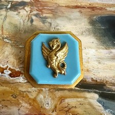 Broche Painlevé Décor de Griffon Galalithe Bleue Bakélite Bijou Vintage Brooch